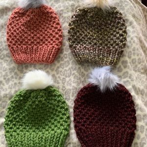 Young adult and women’s hand knitted hats